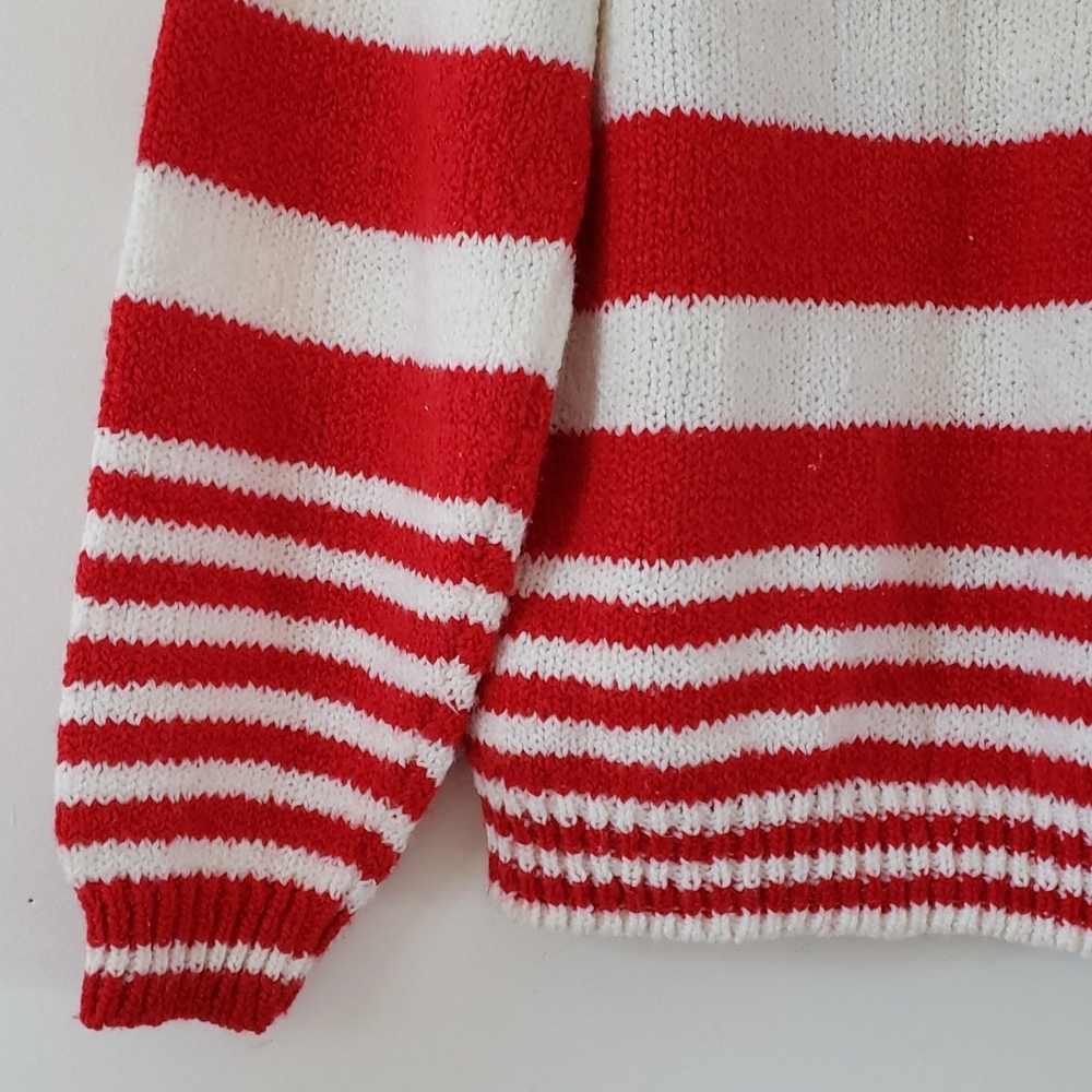 Vintage, Her's a Hug Red & White Stripe "Candy Cane" Christmas Sweater Size M - Picture 5 of 16